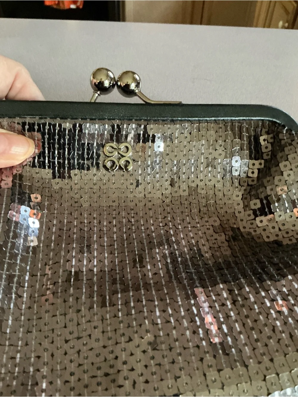 Coach Sequin Wristlet Clutch - Silver